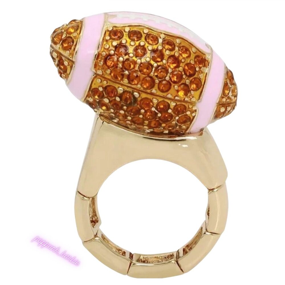 Betsey Johnson Gold and Pink Football Ring